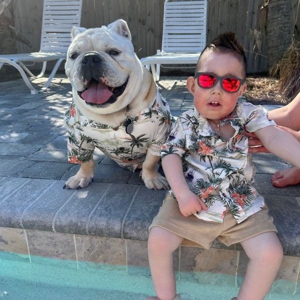 dax and ozzie at the pool.